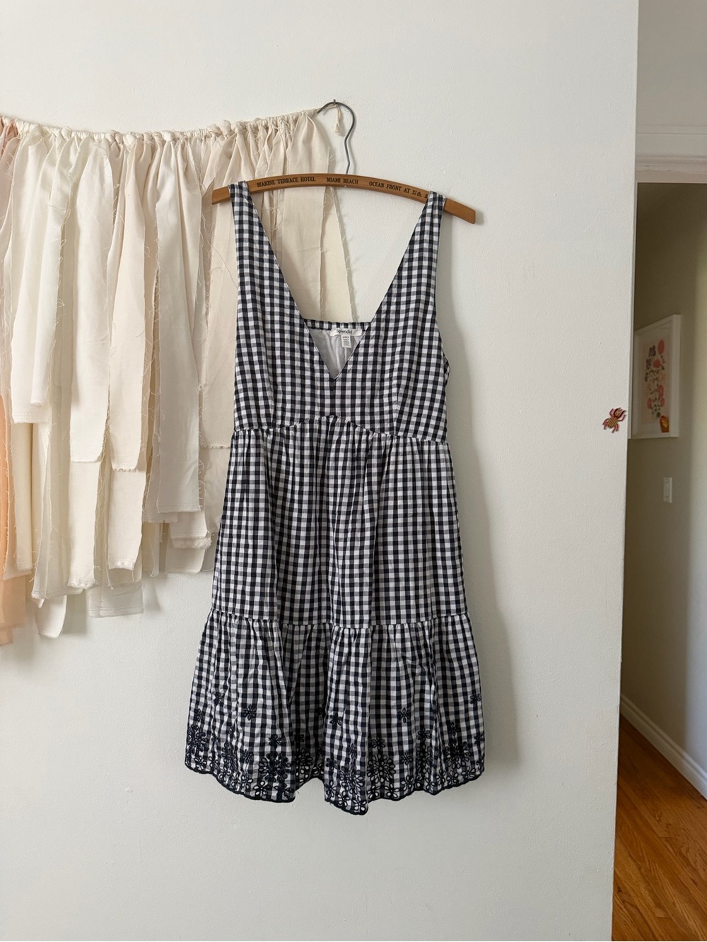 Splendid Gigi Gingham Mini Dress in Navy/White NWOT